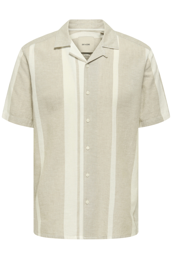 ONSCAIDEN SS STRIPE LINEN RESORT NO 22026109 VINTAGE KHAKI